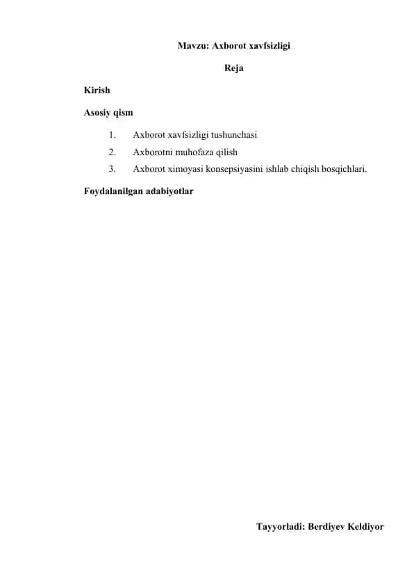 Axborot xavfsizligi