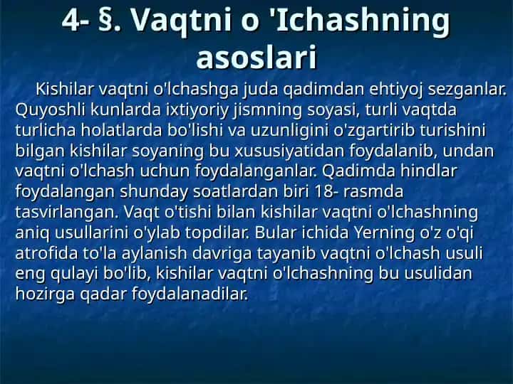 Vaqtni o 'Ichashning asoslari