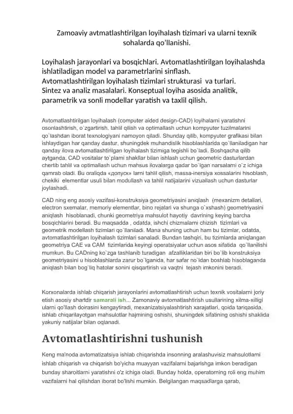 Avtomatlashtirilgan loyihalash tizimlari
