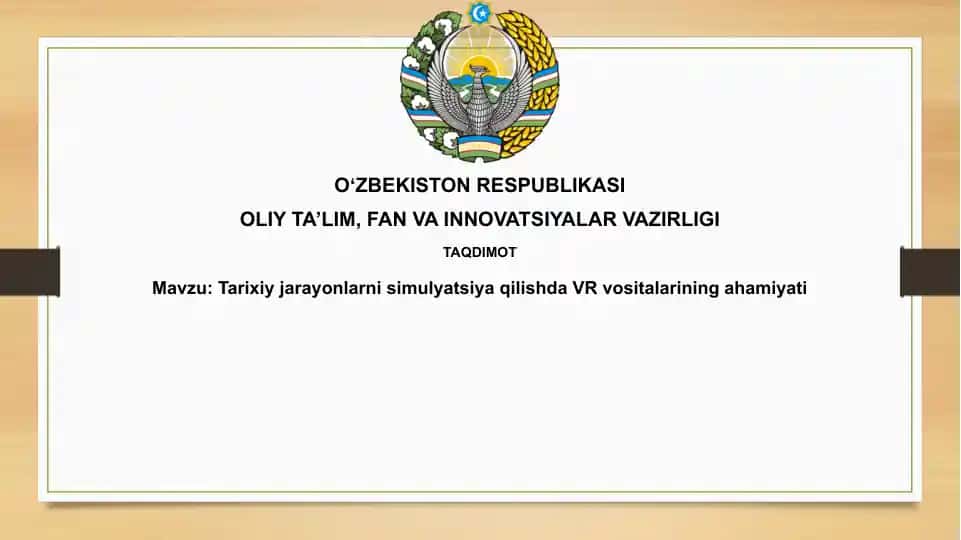 VR simulyatsiyalari Tarixni boshdan kechirish