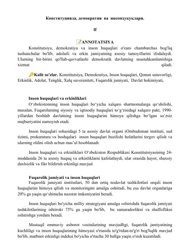 Inson huquqlari va erkinliklari