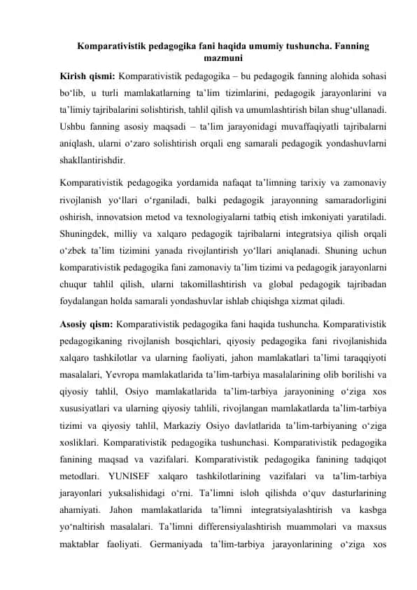 Komparativistik pedagogika