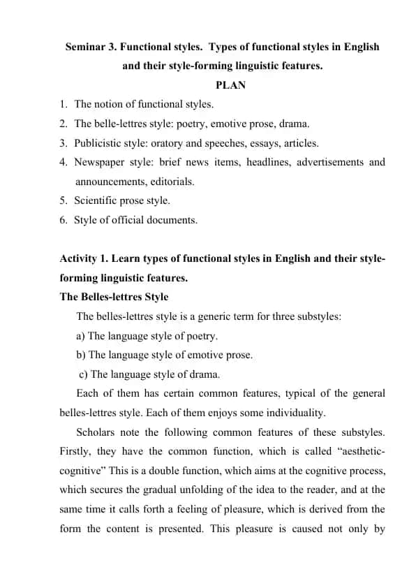 Functional Styles in English