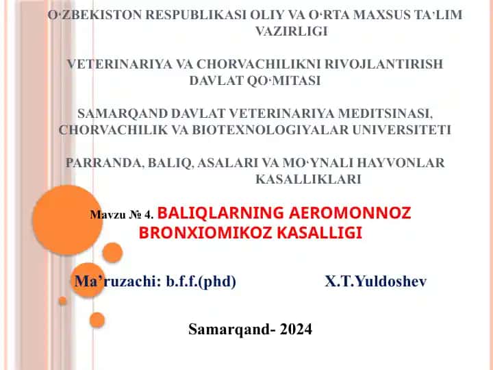 BALIQLARNINGA AEROMONNOZ BRONXIOMIKOZ KASALLIGI
