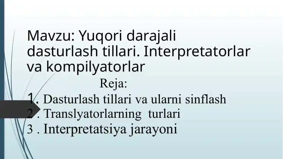 Yuqori darajali dasturlash tillari
