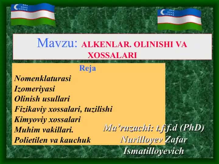 ALKЕNLAR.OLINISHI VA XOSSALARI