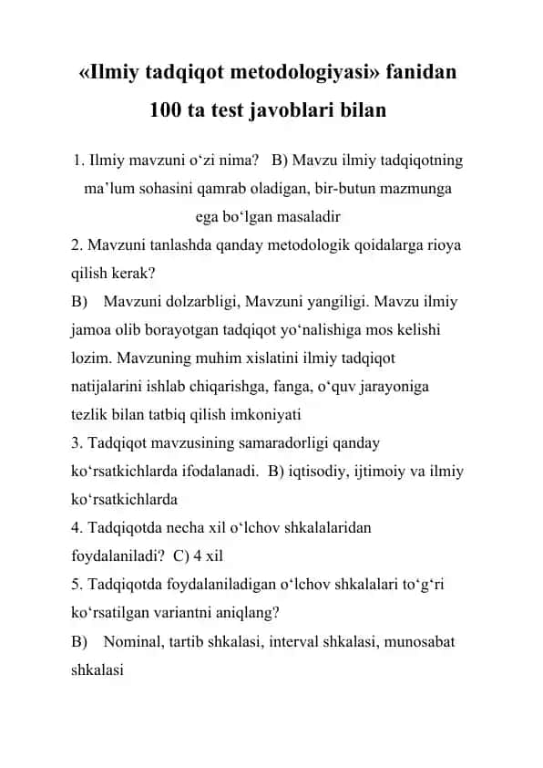 Ilmiy tadqiqot metodologiyasi