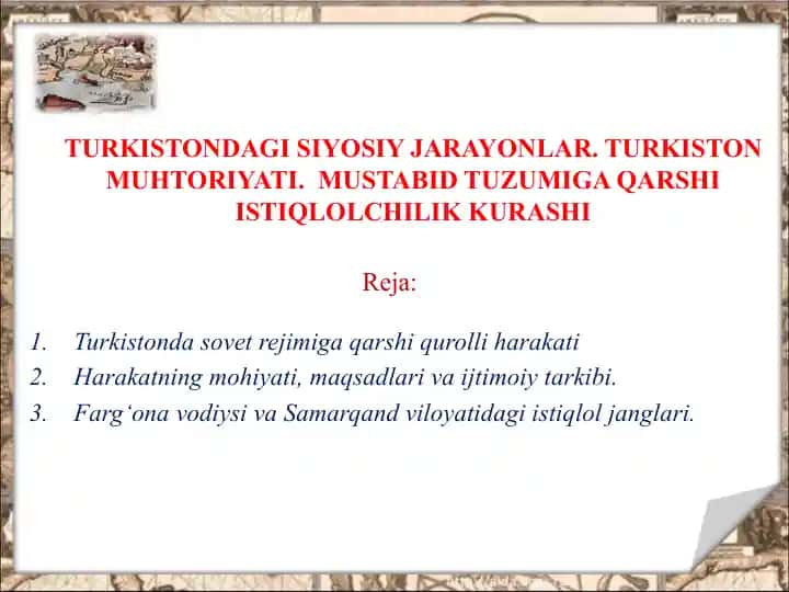 Turkistondagi Siyosiy Jarayonlar