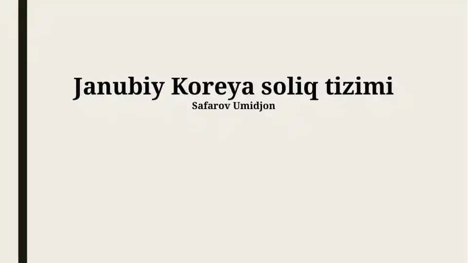 Janubiy Koreya soliq tizimi