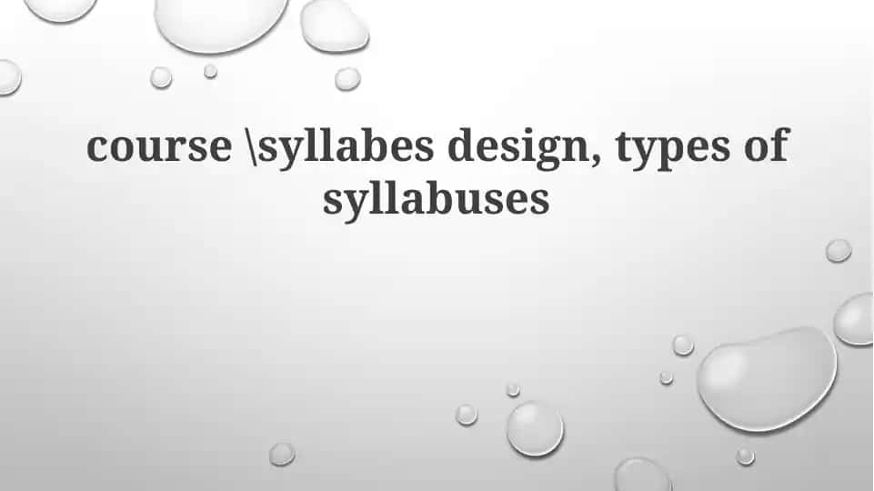 Syllabus Design Course