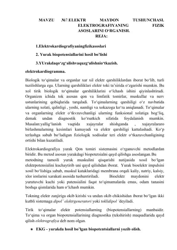Elektrografiyani o'rganish