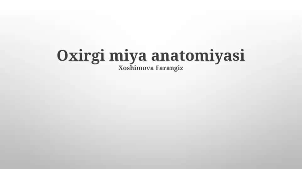Oxirgi miya anatomiyasi