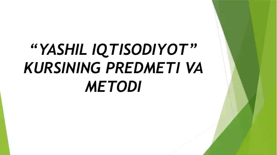 "YASHIL IQTISODIYOT" kursi