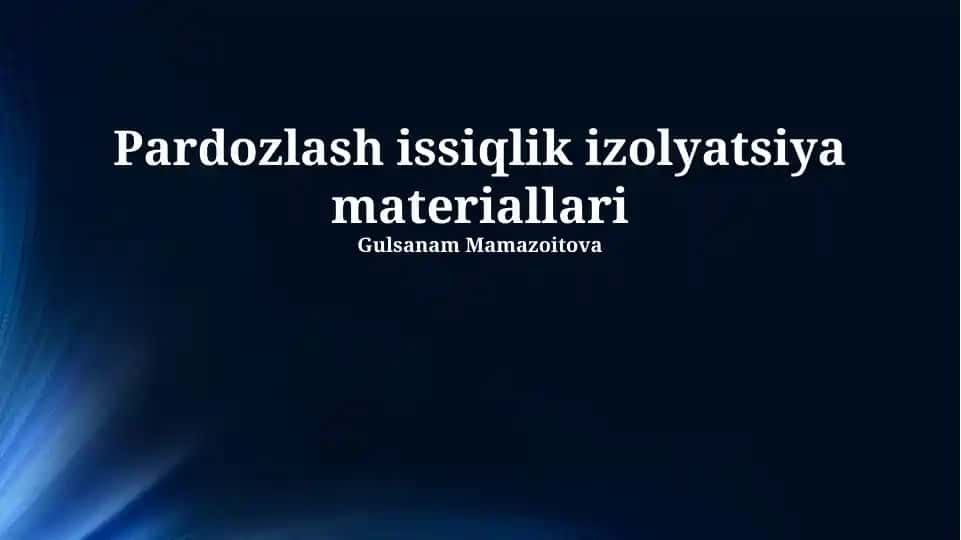 Issiqlik izolyatsiya materiallari (polistirol ko'piklari va vakuum izolyatsion panellar)