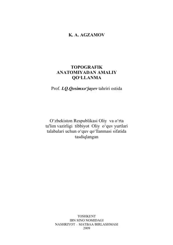 Topografik anatomiyadan amaliy qo‘llanma