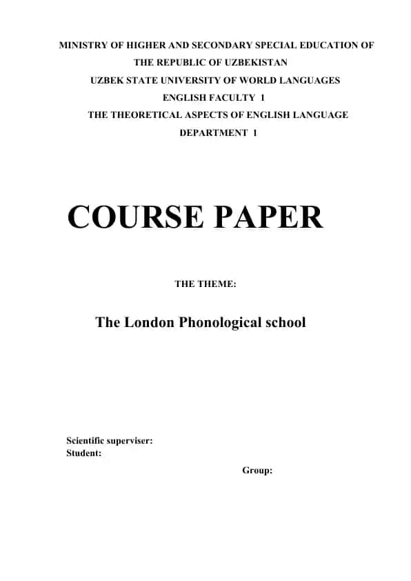 The London Phonological School Course Paper