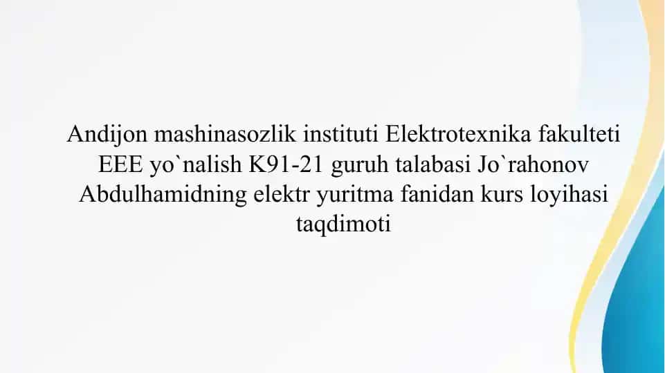 Elektrotexnika fakulteti kurs loyihasi "VARIANT-C5"