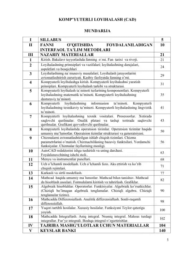 Kompyuterli loyihalash (CAD)