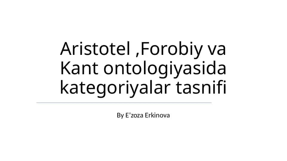Ontologik Kategoriyalar Tasnifi
