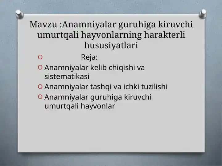 Anamniyalar guruhiga kiruvchi umurtqa li hayvonlarning xususiyatlari