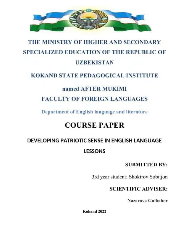 Developing Patriotic Sense in English Language Lessons