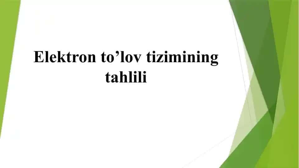 Elektronto’lovtizimining tahlili