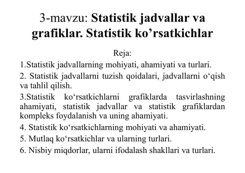 Statistik jadvallar va grafiklar