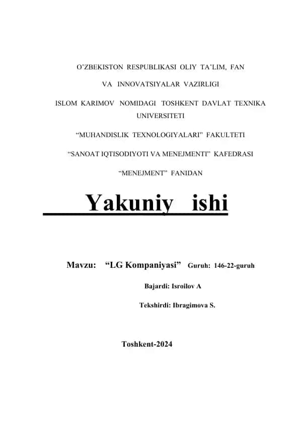 LG kompaniyasi testlari