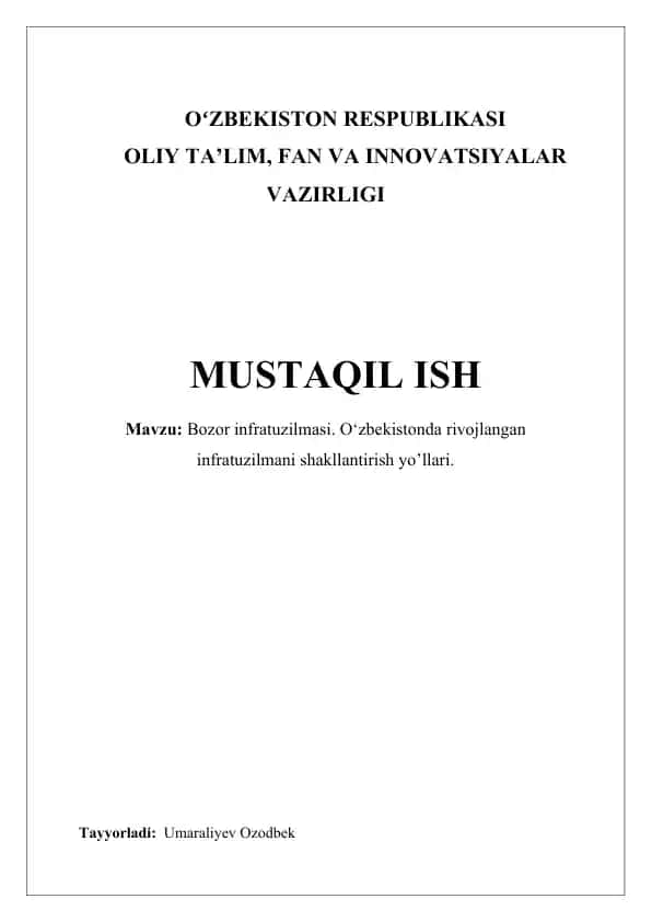 Bozor infratuzilmasi