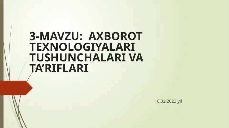 Axborot Texnologiyalari Tushunchalari va Ta’riflari