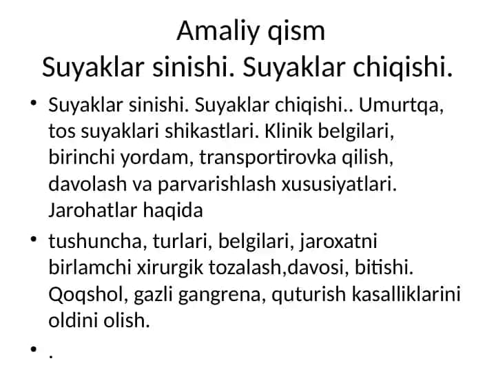 Suyaklar jarohati va davolash