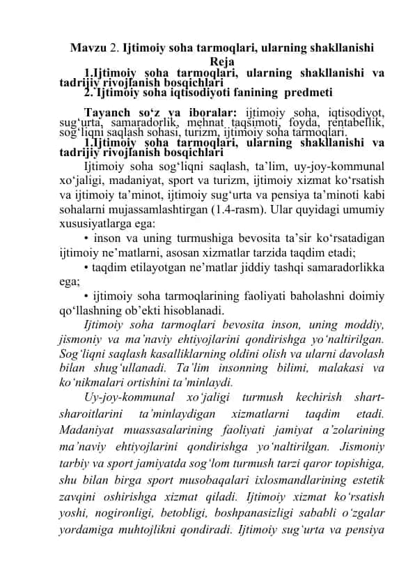 Ijtimoiy soha tarmoqlari, ularning shakllanishi va tadrijiy rivojlanish bosqichlari