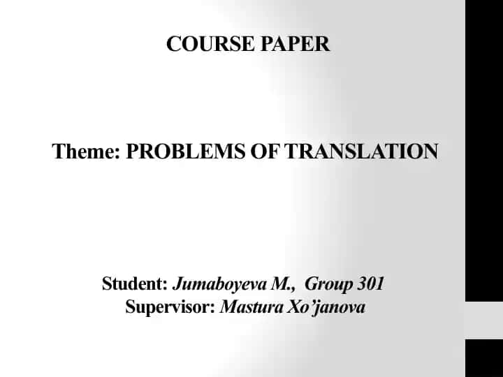 Kurs ishi “Problems of Translation”