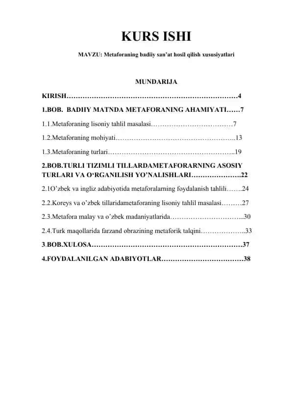 Metaforaning badiiy san’at hosil qilish xususiyatlari