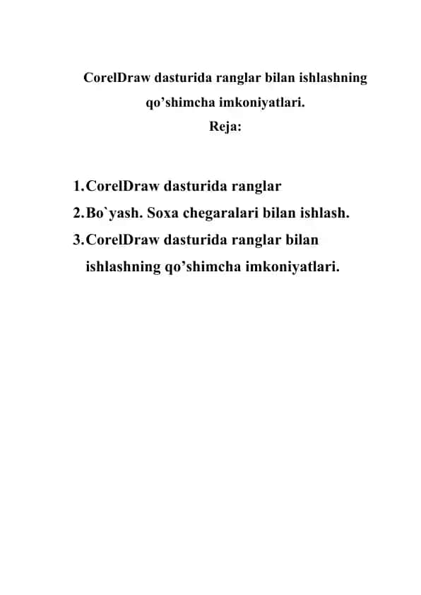 Corel Draw dasturida obyektlar bilan ishlash