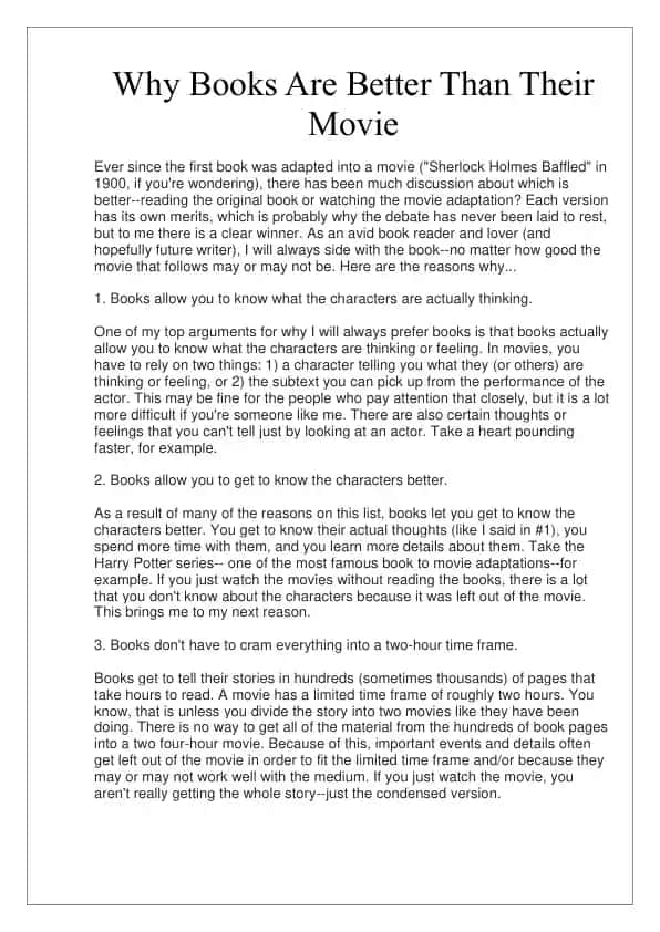 Why Books Are Better Than Their Movie