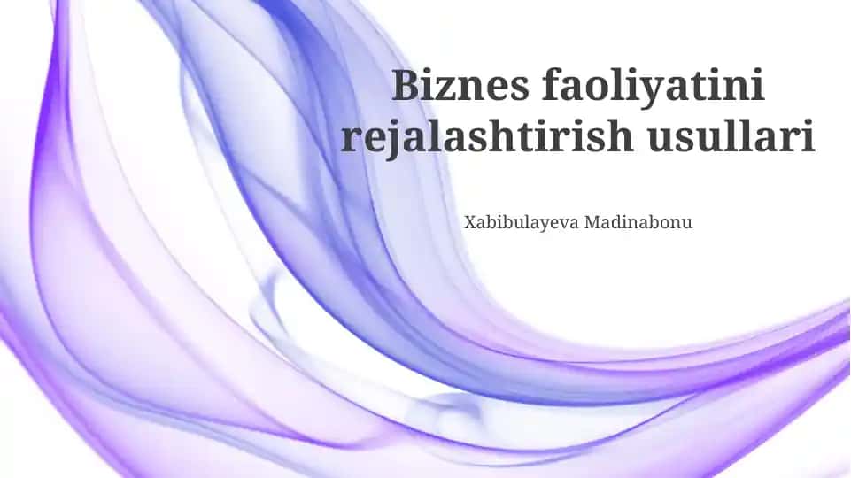 Biznes faoliyatini rejalashtirish usullari