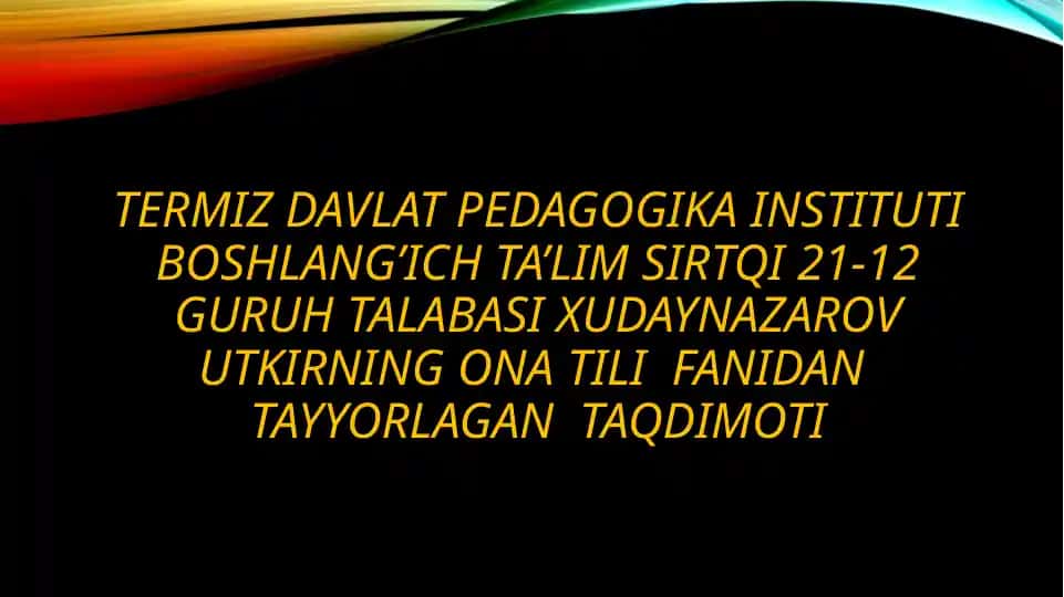 Xudaynazarovutkirningonatilifanidantayyorlagantaqdimoti