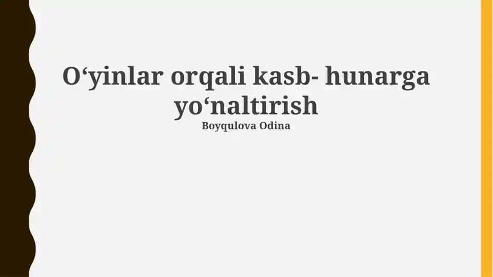 Zamonaviy o'yinlar va kasb-hunar bo'yicha maslahat