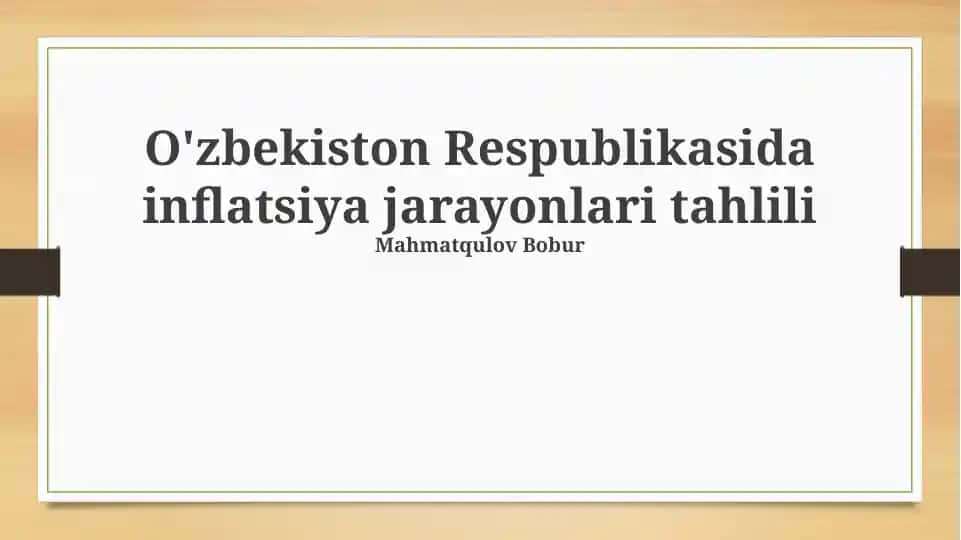 O'zbekiston Respublikasida inflatsiya jarayonlari tahlili
