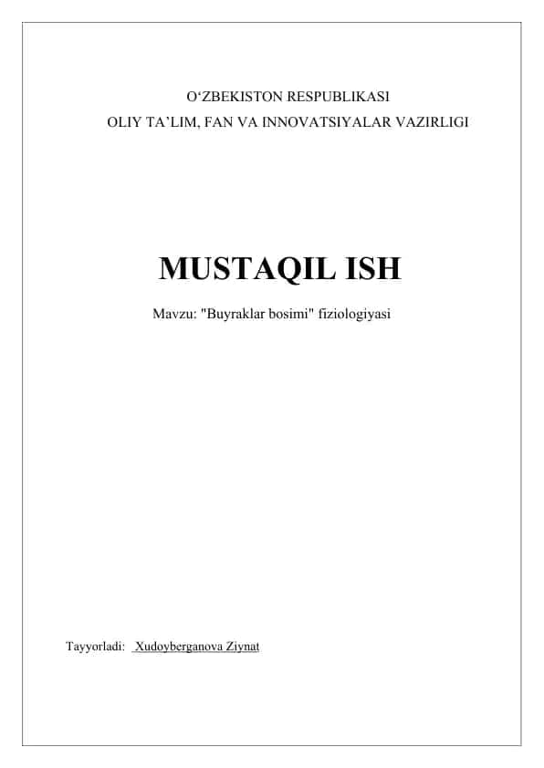 Buyraklar bosimi fiziologiyasi