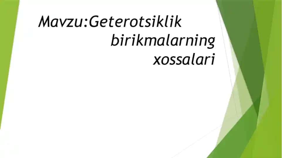 Geterotsiklik birikmalar