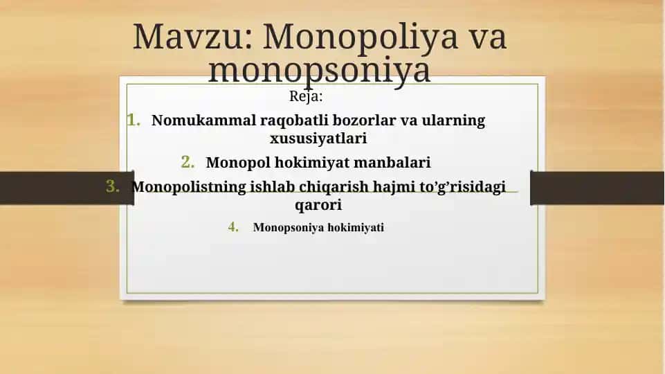 Monopoliya va Monopsoniya