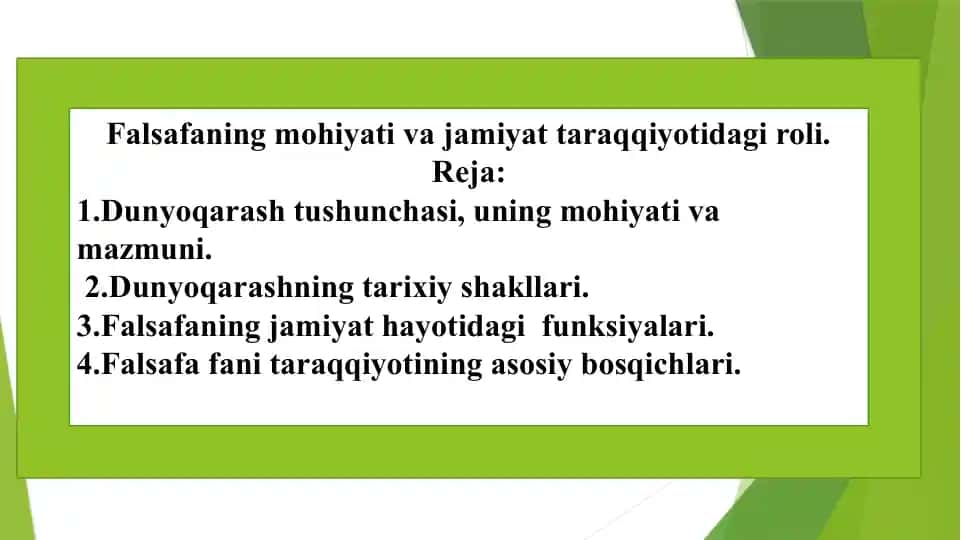 Falsafaning mohiyati va jamiyat taraqqiyotidagi roli