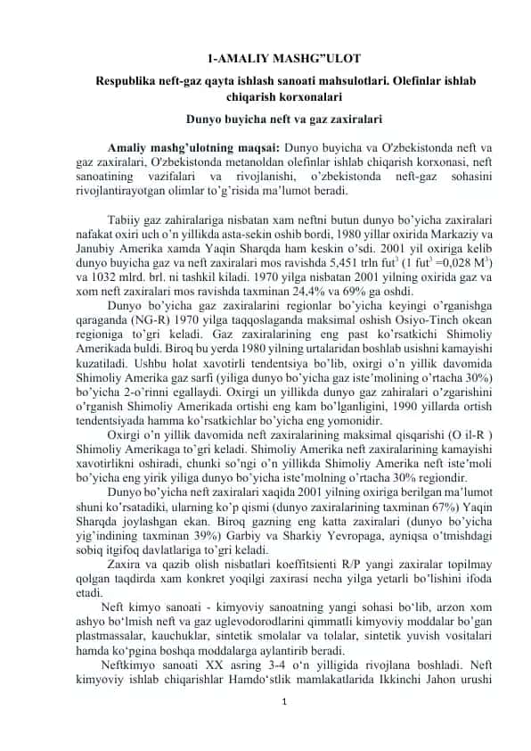 Respublika neft-gaz qayta ishlash sanoati mahsulotlari