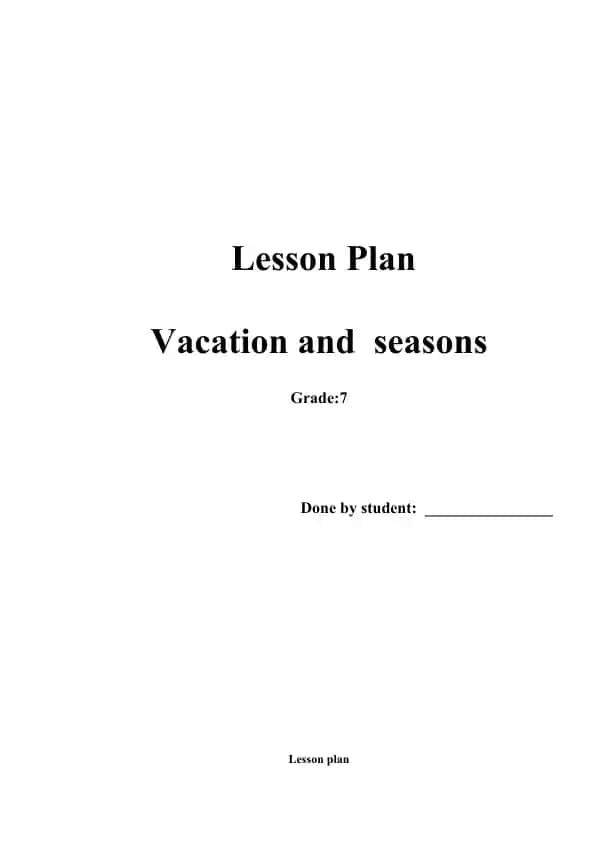 Lesson Plan: Vacation and Seasons for 7th Grade English Language
