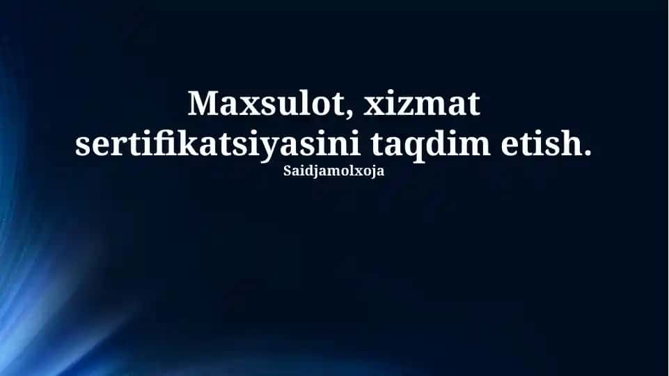 Mahsulot va Xizmatlar Sertifikatlashtirish