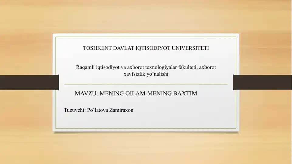 Mening oilam mening baxtim
