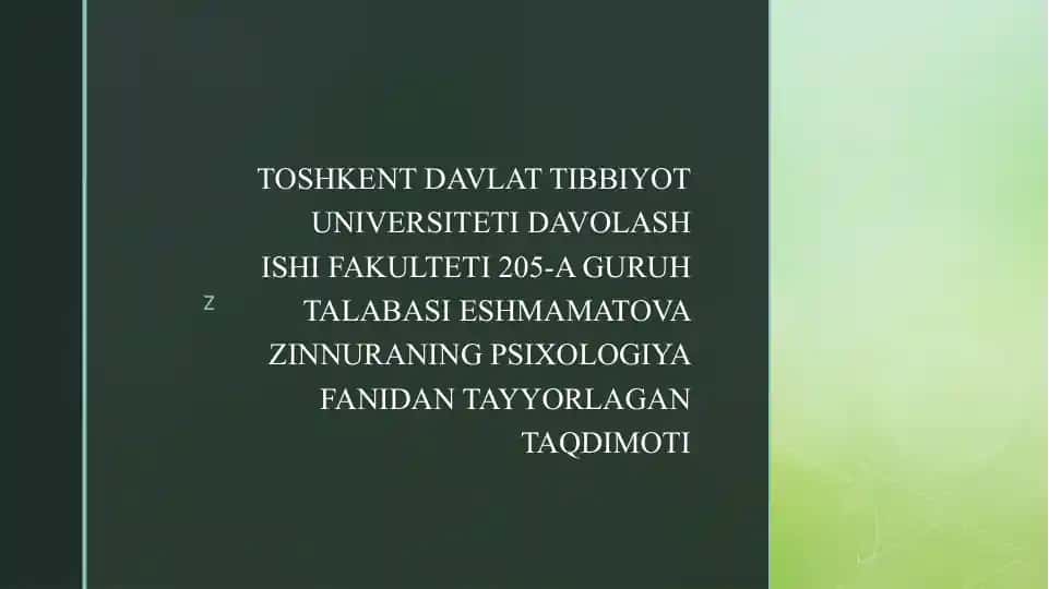 TAQDIMOTLAR/Psixologiya