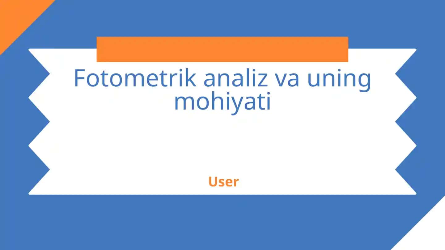 Fotometrik analiz va uning mohiyati